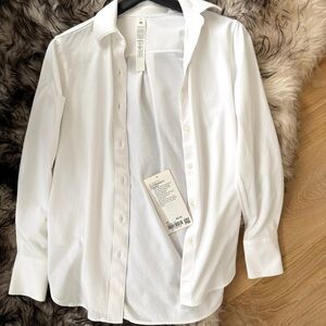 Lululemon knit relaxed fit overshirt button down shirt white long XS